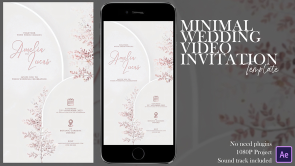 Minimal Wedding Video Invitation Titles template preview