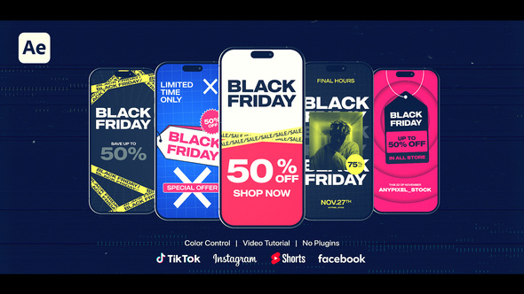 Vertical Black Friday Stories & Reels Openers template preview