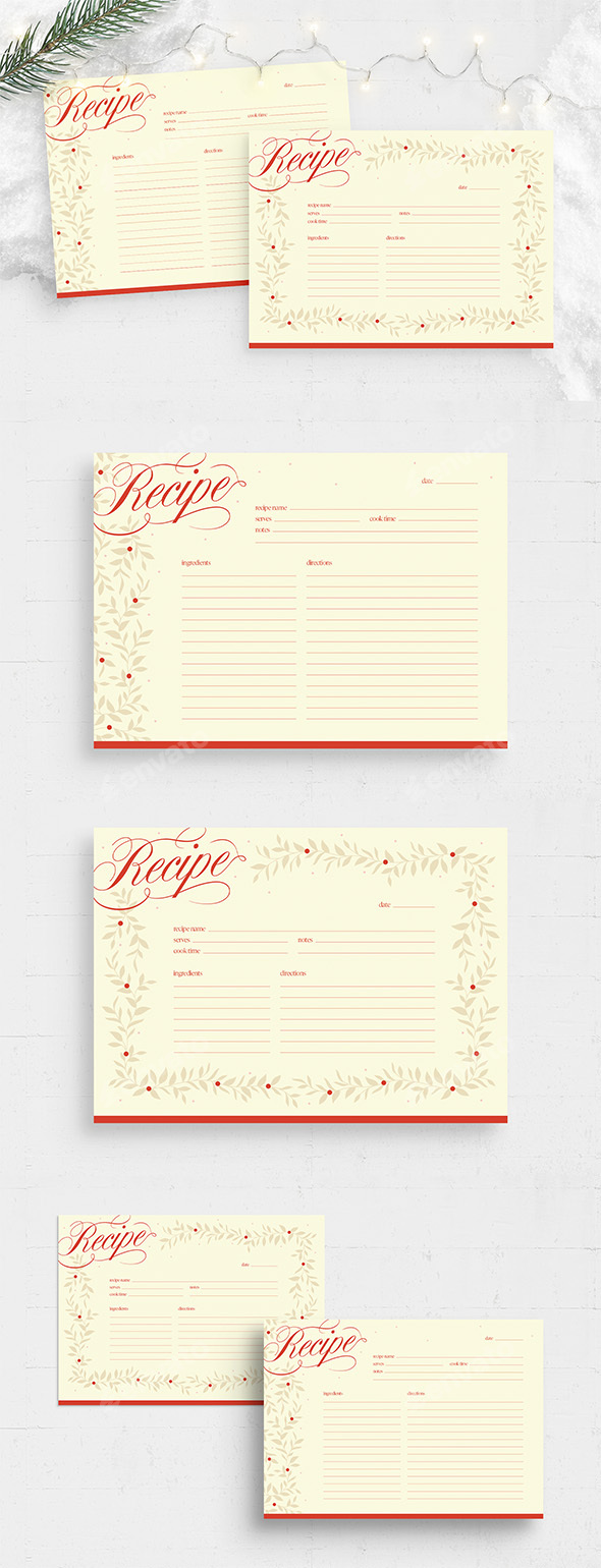 christmas recipe card template, print templates | graphicriver
