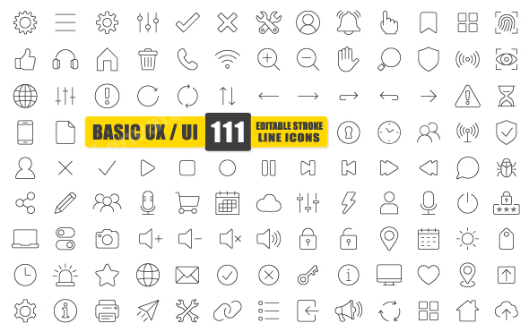 Basic UX UI Line Icon Set
