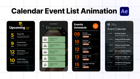 Calendar Event List Titles template preview
