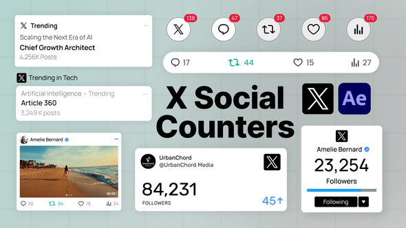 X Social Counters & UI Elements Elements template preview