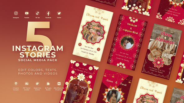 Indian Wedding Invitation Video Displays template preview