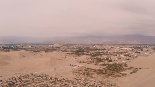 Drone footage of city of Ica, the desert in Peru 4K