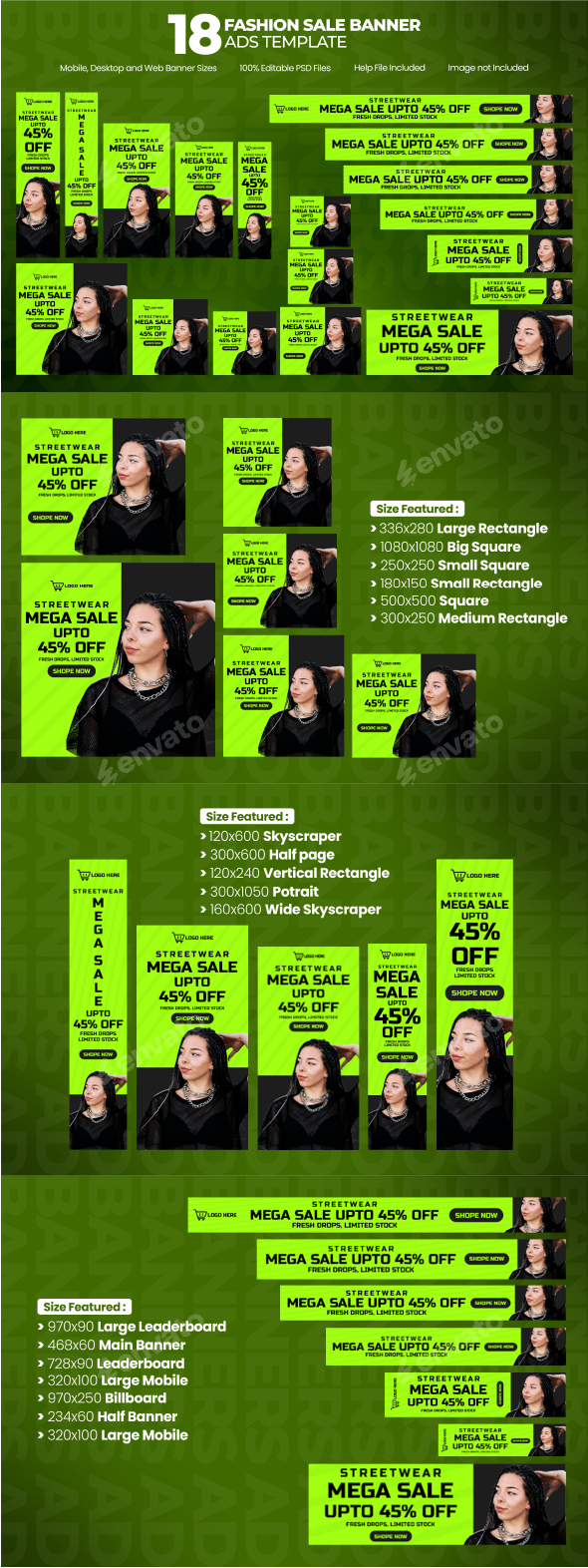 Streetwear Mega Sale Banner Ads Template (18 Sizes)