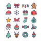 Christmas Icons Set Vector Line Collection 