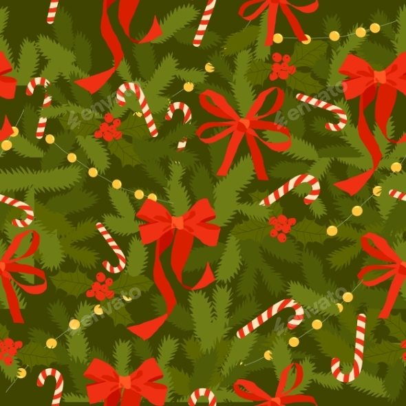 Festive Christmas Seamless Pattern with Fir