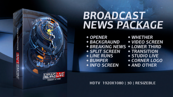 Broadcast News Package broadcast-packages template preview