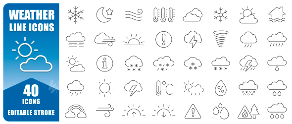 Weather Line Icon Set