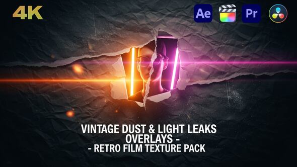 Vintage Dust & Light Leaks Overlays – Retro Film Texture Pack Elements template preview