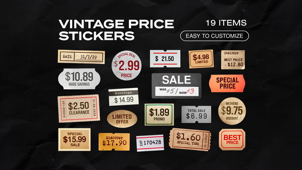 Animated Vintage Price Stickers Elements template preview