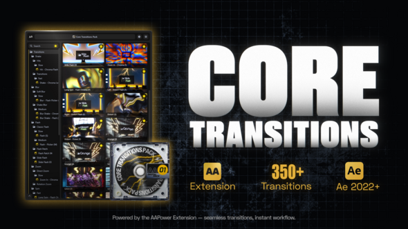 Core Transitions Pack: 350+ Dynamic & Seamless Transitions for After Effects | AAPower Elements template preview