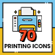 70 Printing Production Icons | Aesthetics Series 