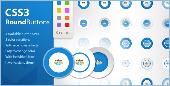 CSS Icon Round Buttons with Hover Effects - CodeCanyon Item for Sale