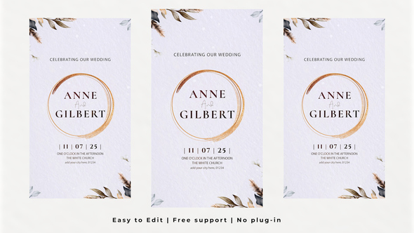 Vertical Wedding Intro Video Displays template preview