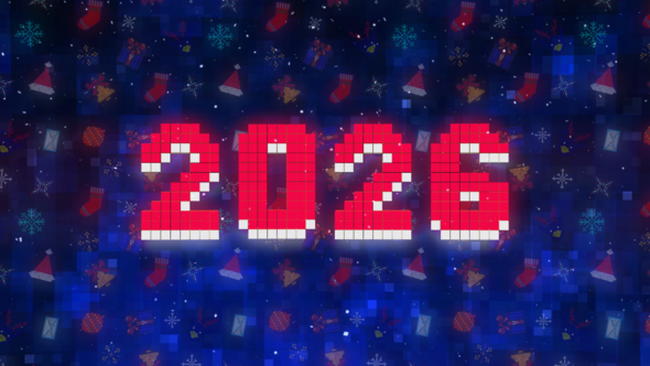 Pixel Style New Year Countdown Elements template preview
