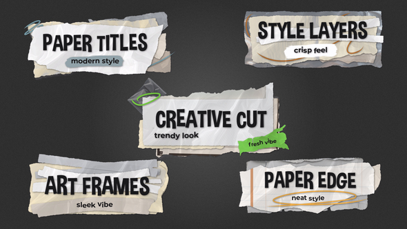 Modern Ripped Paper Titles Titles template preview
