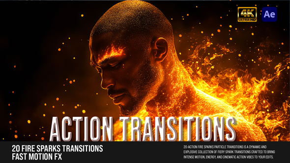 20 Fire Sparks Transitions – Cinematic Frame & Fast Motion FX Elements template preview