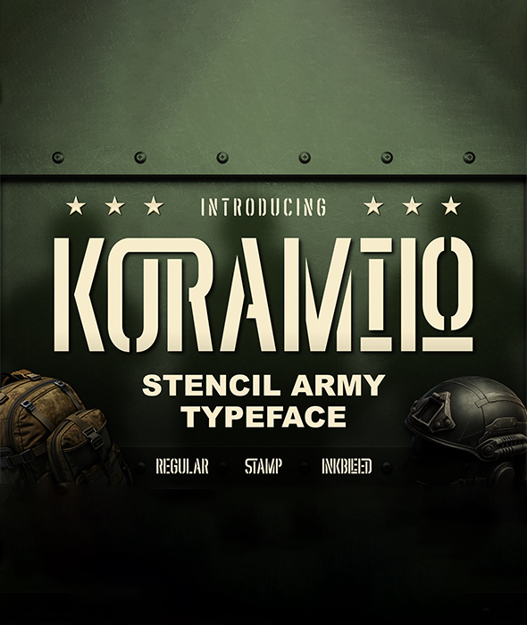 Koramilo - Stencil Army Typeface