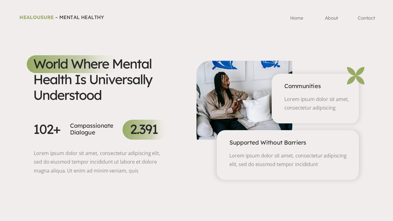 Healousure Mental Health Powerpoint Template, Presentation Templates