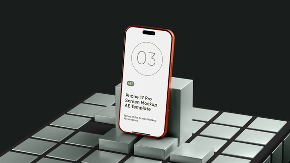 Phone 17 Pro Sliding Cubes Screen Mockup Template Product Promo template preview