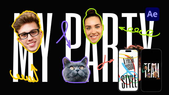 Bold & Colorful Face Intro Openers template preview