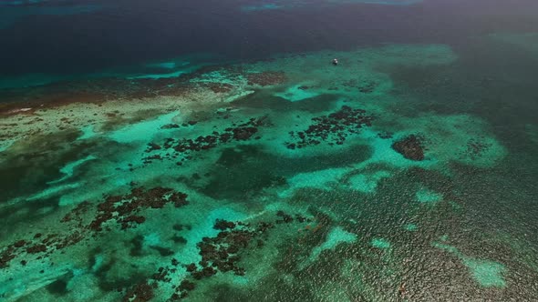 Caribbean Ocean Barrier Reef Corals Drone Shot