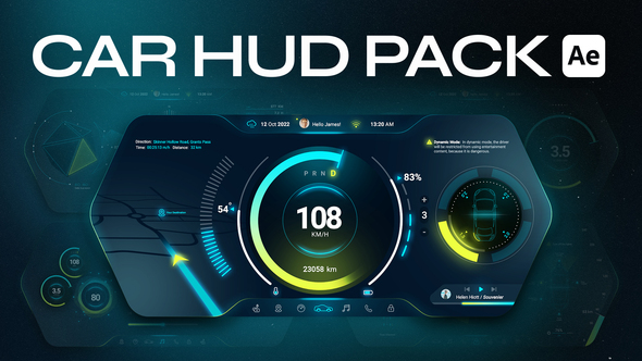 Car HUD Cluster For After Effects Elements template preview