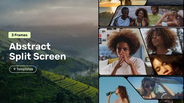 Abstract Split Screen – 3 Frames Video Displays template preview