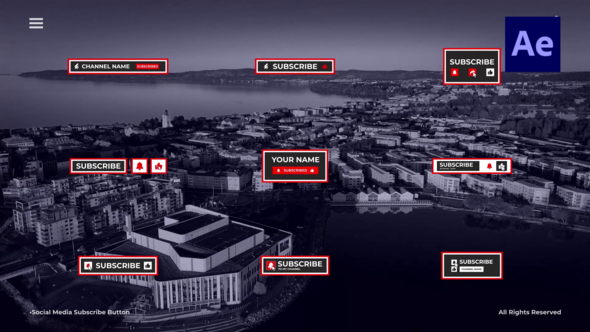 Social Media Subscribe Button /Ae Elements template preview