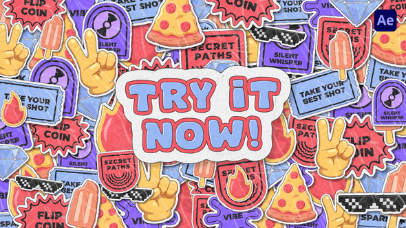 Cartoon Stickers Transitions Elements template preview