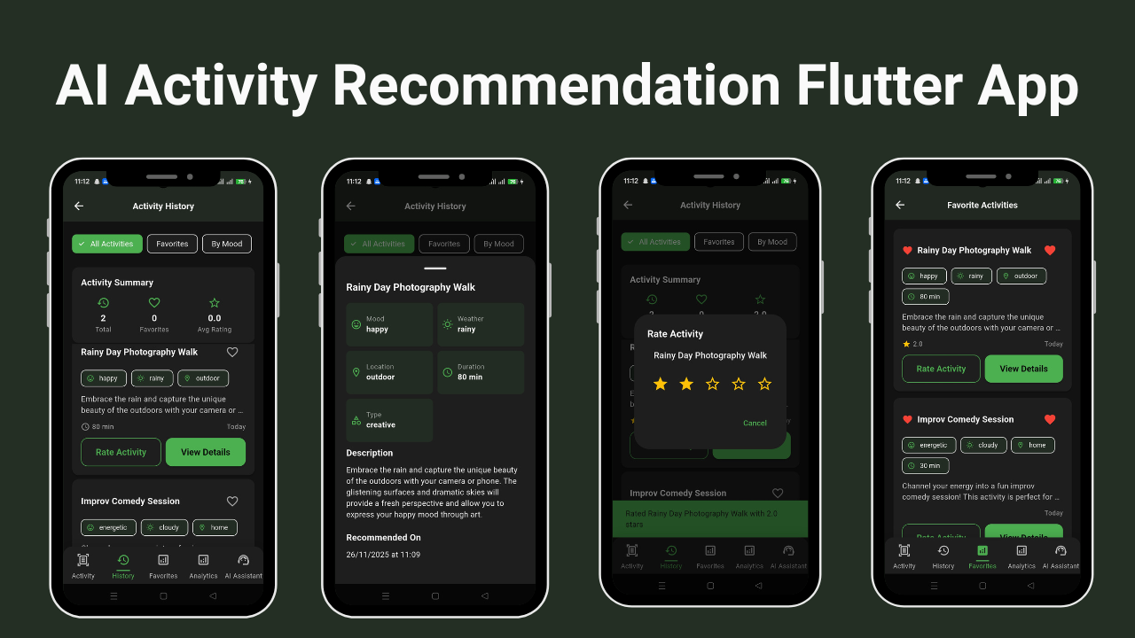 AI-Powered Activity Recommendation Flutter App | Personalized Mood ...