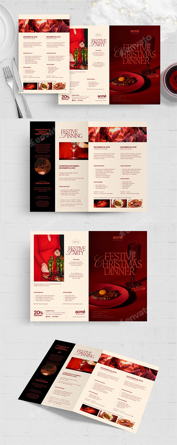 Christmas Dinner Brochure Template