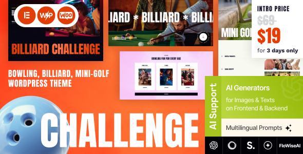 Challenge – Bowling, Billiard & Mini-Golf WordPress Theme