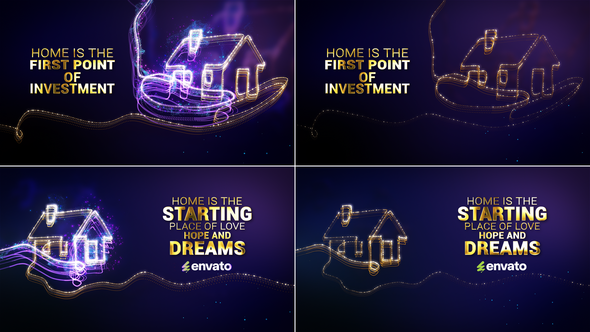 House Holding Neon line Art  // House building Openers template preview