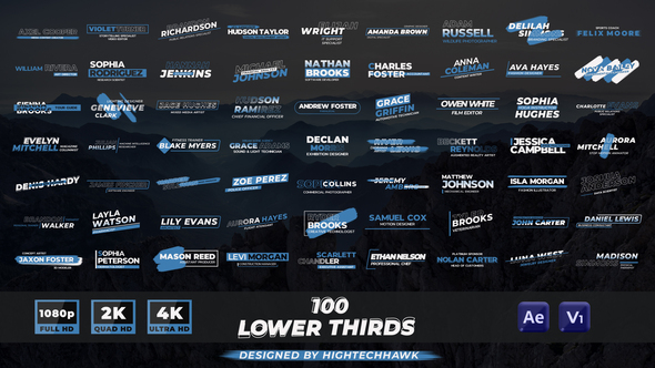 100 Lower Thirds Pack Elements template preview