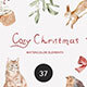 Cozy Christmas Watercolor DIY Elements 