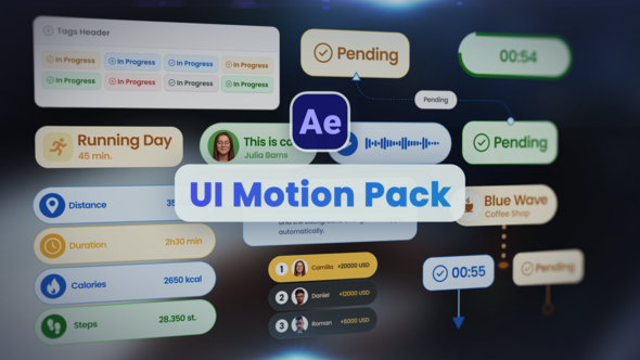 Videohive UI Motion Pack вЂ“ Tags, Timers, Stats, Map Pointers, Messages, Nodes and Data Overlays Logo Stings template preview