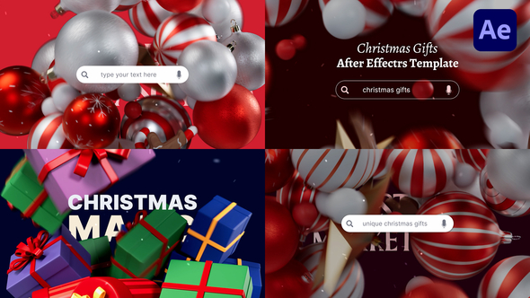 Christmas Shopping Search Bars – 3D Holiday Promo Pack Openers template preview