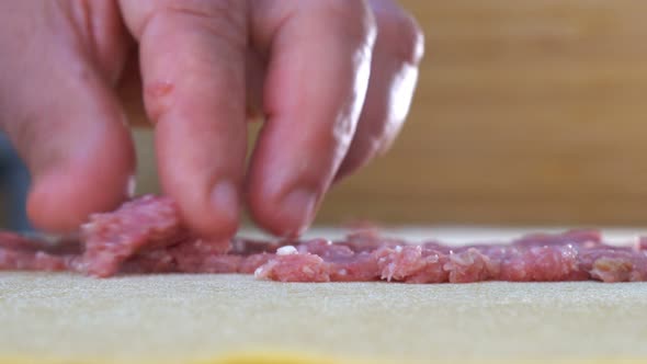 Preparing Homemade Minced Meat Pasta
