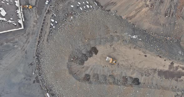 Panorama Aerial View the Open Quarry for Stone Extraction of the Quarry alt