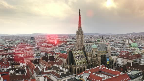Aerial View Wien City in Drone Flight Shot Beautiful Sights of Capital Austria Vienna Holly Stephen alt