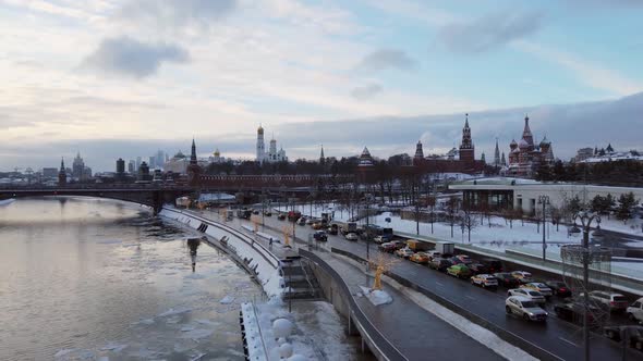 View of the Moscow Kremlin and the Bolshoy Kamenny Bridge