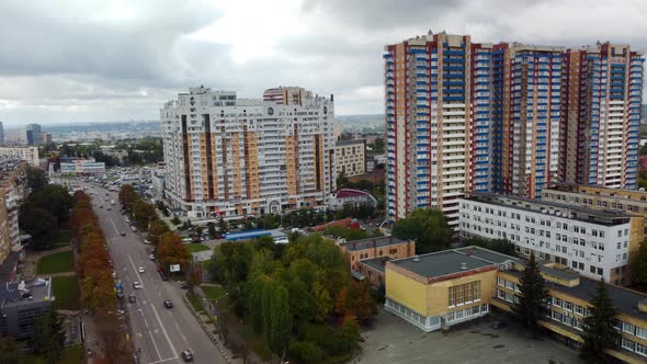 Kharkiv city aerial. Multistory modern buildings