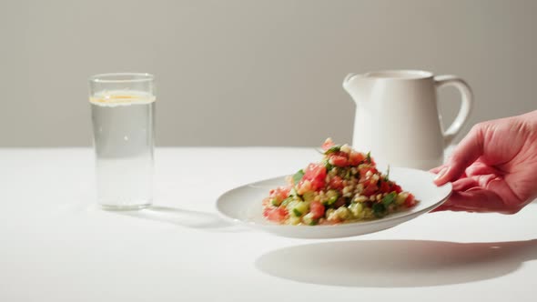 Tabbouleh Vegetable Salad Closeup Middle Eastern National Traditional Food alt