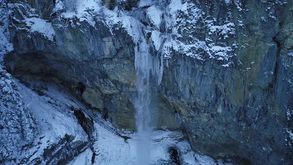 Slow Motion River and Waterfall in Winter