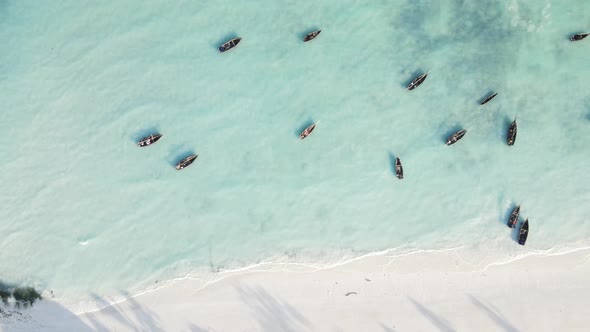 Boats in the Ocean Near the Coast of Zanzibar Tanzania Slow Motion alt