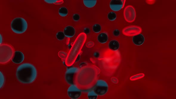 3D Animation of toxins or drugs flowing in the blood stream alt
