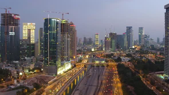 Amazing Tel Aviv City During Sunset Rush Hour 