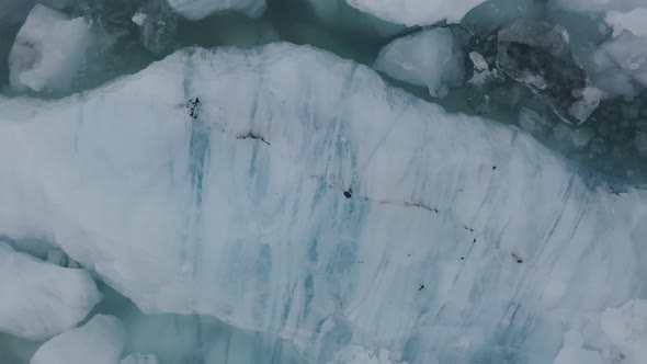 Top View of Icelandic Blue Ice at Glacier Lagoon